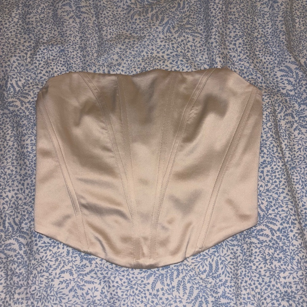 Garage Cream Satin Crop Top